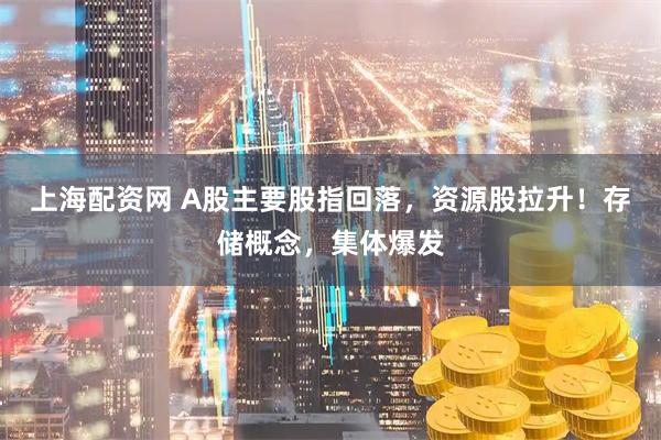 上海配资网 A股主要股指回落,资源股拉升!存储概念,集体爆发