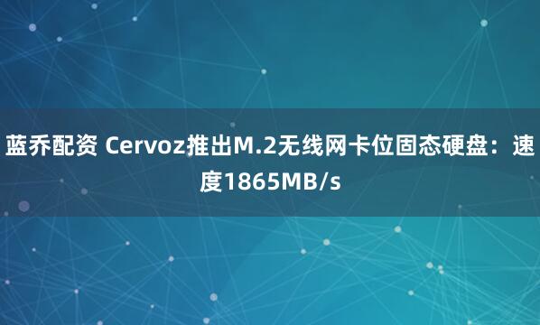 蓝乔配资 Cervoz推出M.2无线网卡位固态硬盘：速度1865MB/s